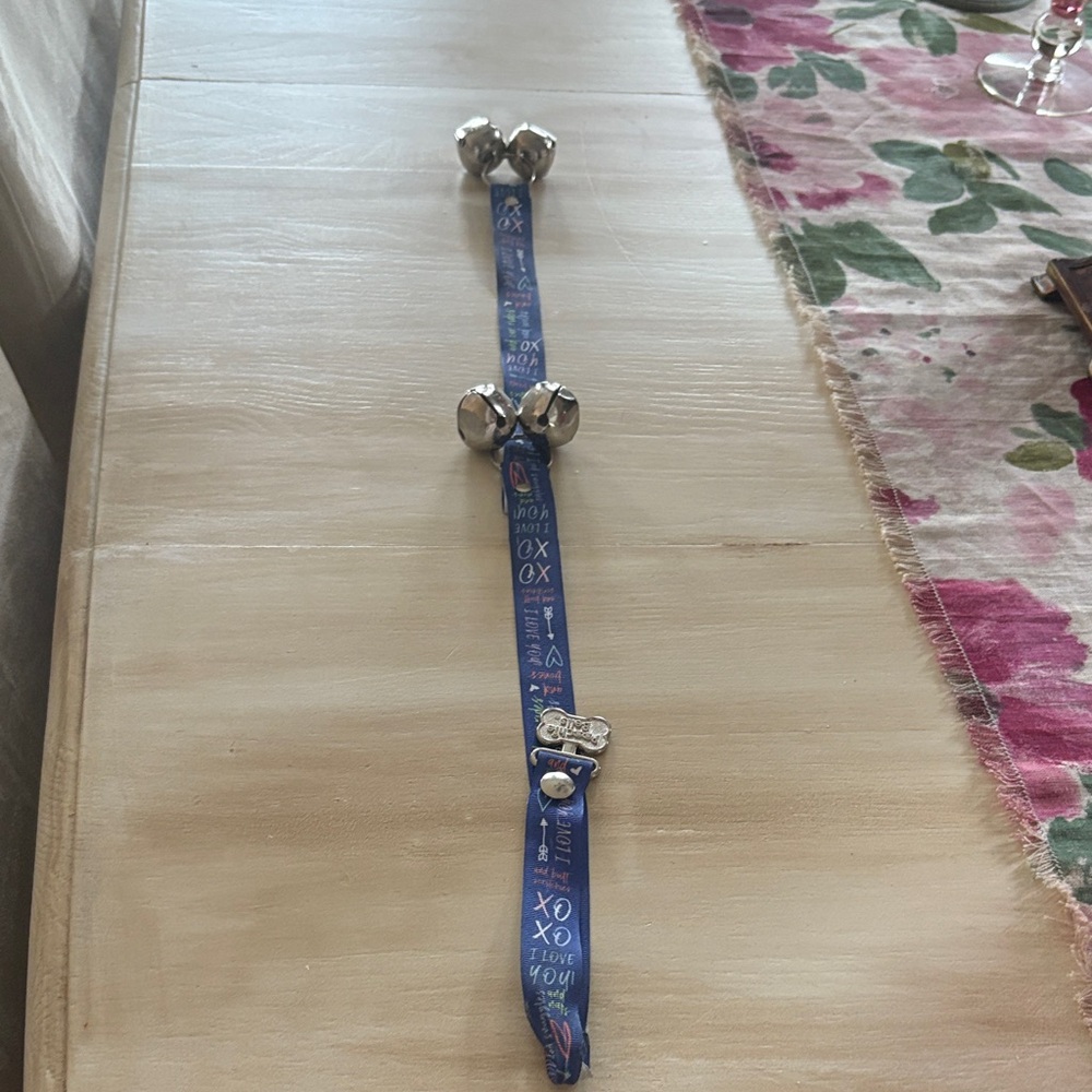 Festive Blue Ribbon with Silver Bells